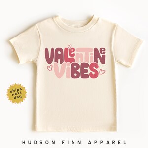 Valentine Vibes Kids Shirt, Valentine's Day Toddler Tee, Pink and Purple kids shirt, Matching Valentines Day shirt, Hearts Toddler T-Shirt