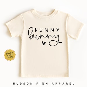 Hunny Bunny Kids Shirt, Cute Easter Toddler Tee, Girls Easter T-Shirt, Easter Bunny Shirt, Cute Minimal Sprint Tee, Toddler Girl Natural Tee