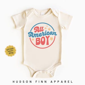 All American Boy 4th of July Baby Onesie®, Kids Retro 4th of July Baby Bodysuit, Patriotic Baby Onesie®, Independence Day, Red White & Blue