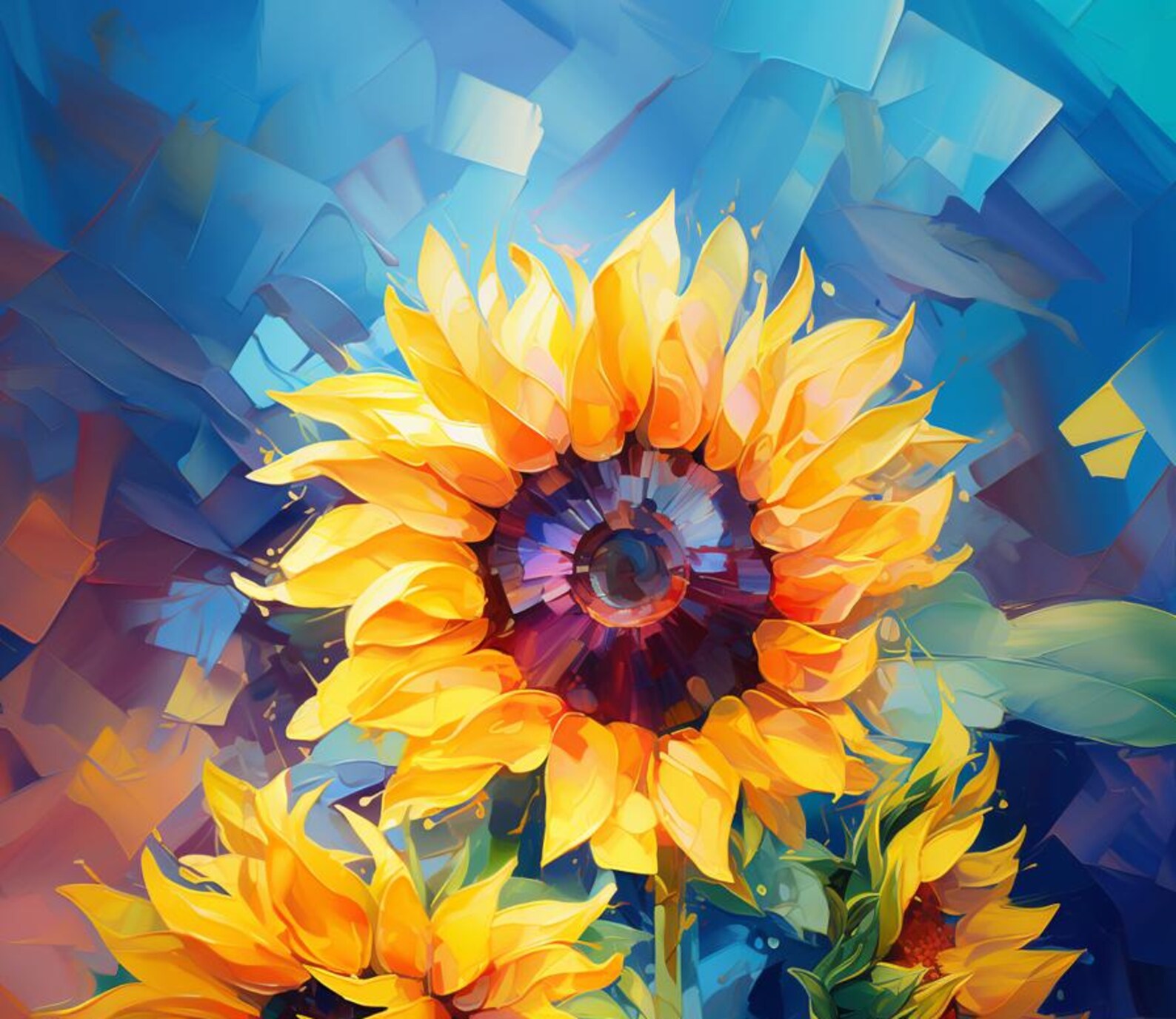 Sunflowers Painting, Printable Art, Colorful Sunflowers, Sunflowers ...