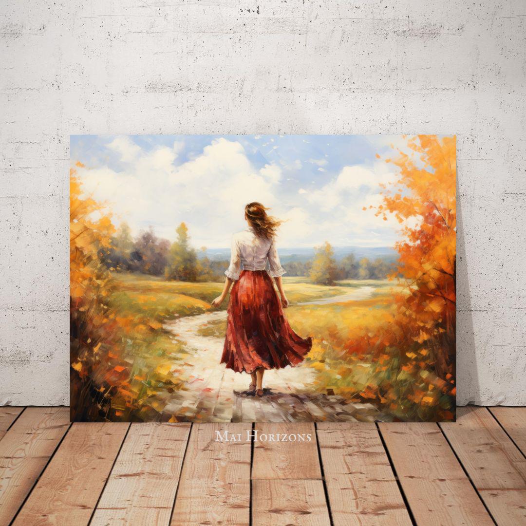 油絵 絵画 【秋の道】 油絵 油彩 油彩画 絵画【秋の森の道】 | HIROSHI1990