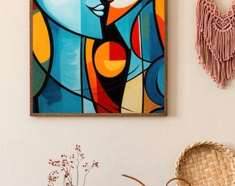 Cubist Painting, Digital Print, Picasso Inspired Art