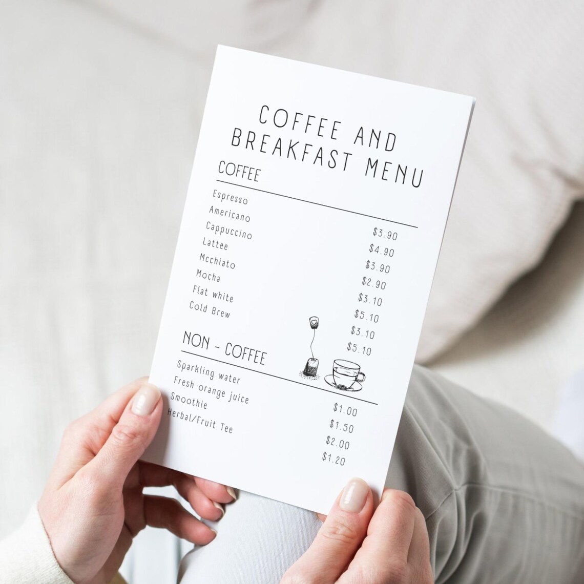 Cafe and Breakfast Menu Template, Canva Editable, Barista, Coffee Shop ...