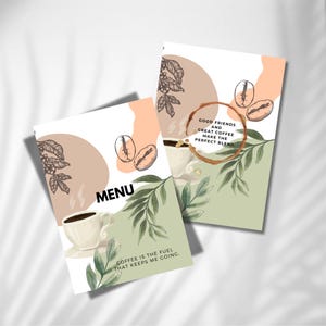 Modelo de menu de café, menu personalizado, menu de loja de café, lista de preços, menu editável Canva, menu tamanho A4, download instantâneo, personalizado, minimalista