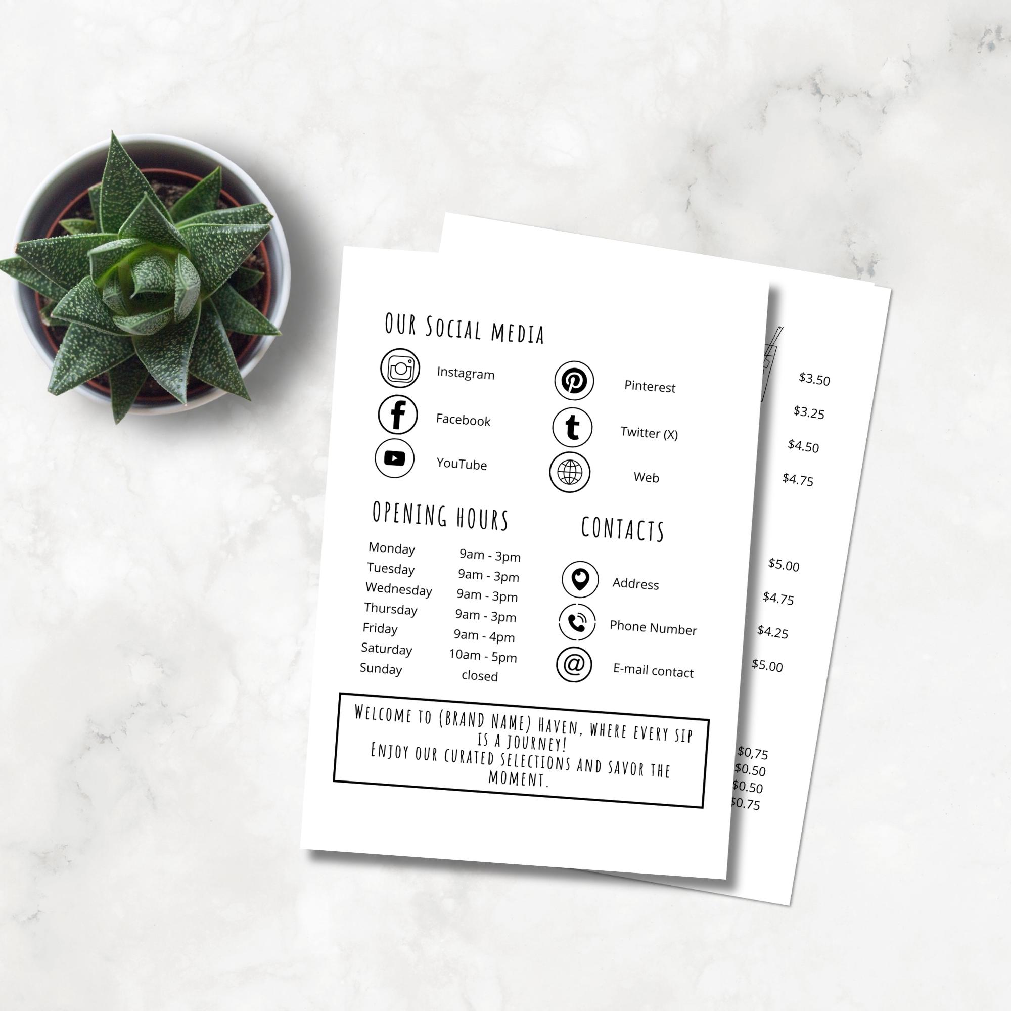 Cafe Menu Template | Coffee Shop | Cafe Business | Easy Design Menu ...