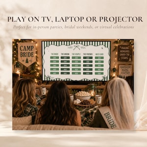 Camp Bachelorette Games Bundle Editable Canva Party Games Bachelorette Jeopardy Party Quiz Most Likely To Gender Swap What Did the Groom Say image 4