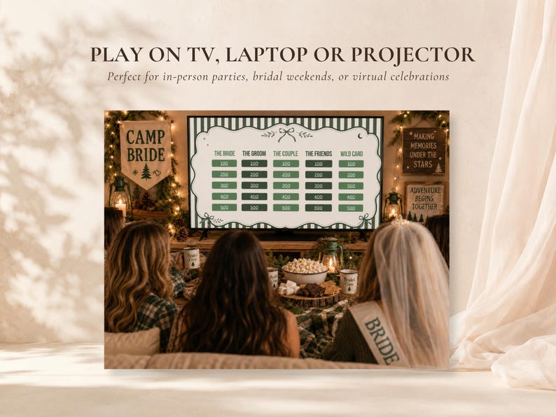 Camp Bachelorette Games Bundle Editable Canva Party Games Bachelorette Jeopardy Party Quiz Most Likely To Gender Swap What Did the Groom Say image 4