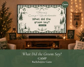 What Did the Groom Say Camp Bachelorette Game Editable Canva Bridal Party Game Camping Bride Quiz Template