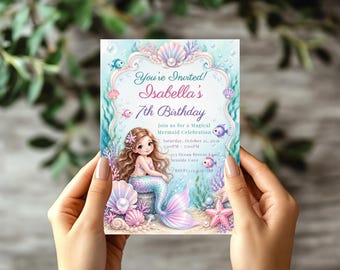 Mermaid Birthday Invitation Template Under the Sea Party Invite Girl Mermaid Birthday Invite Ocean Princess Birthday Party Digital Download