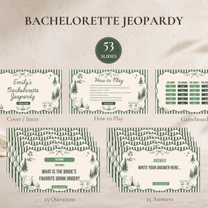 Camp Bachelorette Games Bundle Editable Canva Party Games Bachelorette Jeopardy Party Quiz Most Likely To Gender Swap What Did the Groom Say image 7