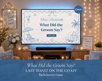 Last Toast on the Coast What Did the Groom Say Editable Canva Bachelorette Game Coastal Bride Party Presentation Beach Hen Party