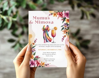 Invito modificabile per la festa Mumus & Mimosa, invito stampabile per una serata tra ragazze, invito digitale per brunch, modello per addio al nubilato glamour