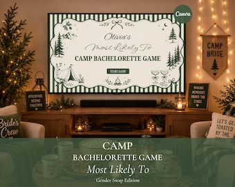 Most Likely To Gender Swap Camp Bachelorette Game Editable Canva Camping Bridal Party Game Funny Bride Quiz