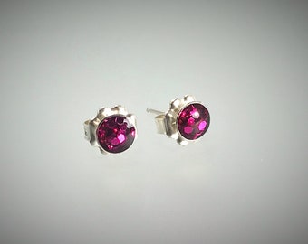 Sterling silver bauble stud earrings in large metal raspberry resin