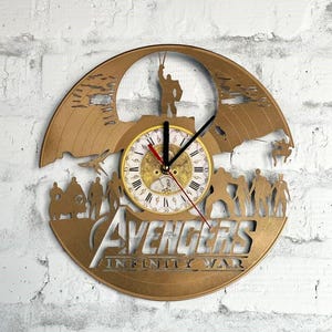 Avengers Gold Vinyl Record Clock, Hero Gifts, Comic Book Wall Art, Teenage Room Decoration, Superhero Decor, Birthday Gift For Boys
