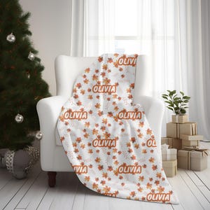 Personalized Fall Leaves Minky Blanket | Custom Name Throw
