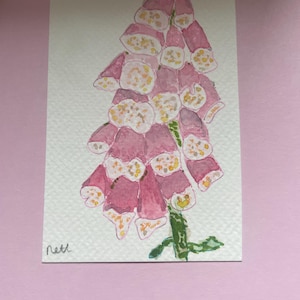 Tarjeta de felicitación única hecha a mano con acuarela y tinta, en blanco para su propio mensaje.