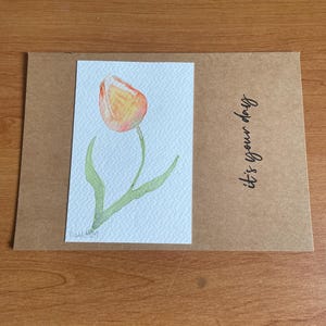 手作りのユニークな水彩とインクのグリーティングカード。独自のメッセージを書き込める空白です。