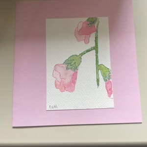 Tarjeta de felicitación única hecha a mano con acuarela y tinta, en blanco para su propio mensaje.