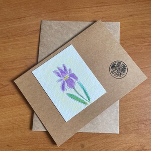 Tarjeta de felicitación única hecha a mano con acuarela y tinta, en blanco para su propio mensaje.