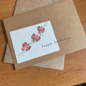 手作りのユニークな水彩とインクのグリーティングカード。独自のメッセージを書き込める空白です。