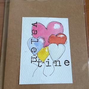 手作りのユニークな水彩とインクのグリーティングカード。独自のメッセージを書き込める空白です。