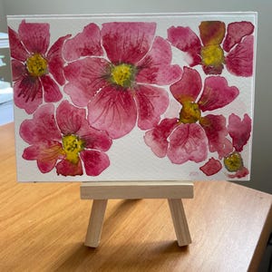 Tarjeta de felicitación única hecha a mano con acuarela y tinta, en blanco para su propio mensaje.