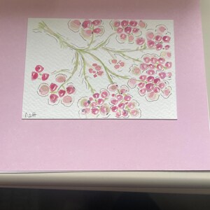 Tarjeta de felicitación única hecha a mano con acuarela y tinta, en blanco para su propio mensaje.