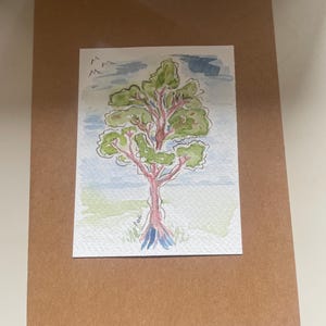 手作りのユニークな水彩とインクのグリーティングカード。独自のメッセージを書き込める空白です。