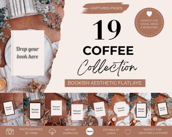 Book Flat Lay Canva Template | 19 Mockups (Digital Download