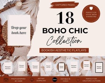 Book Flat Lay Canva Template: Instagram Mockup for Authors (Digital Download