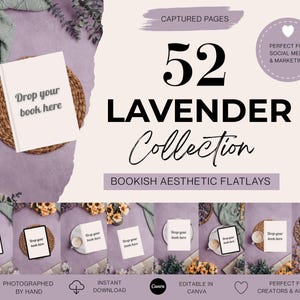 Szablon Canva 52 Book Flat Lay | Mockup na Instagram | Pobieranie cyfrowe dla autorów, blogerów i Bookstagrama|