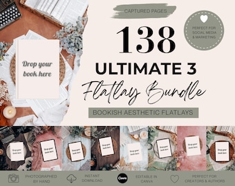Book Flat Lay Canva Template | Aesthetic Instagram Mockup (Digital Download)