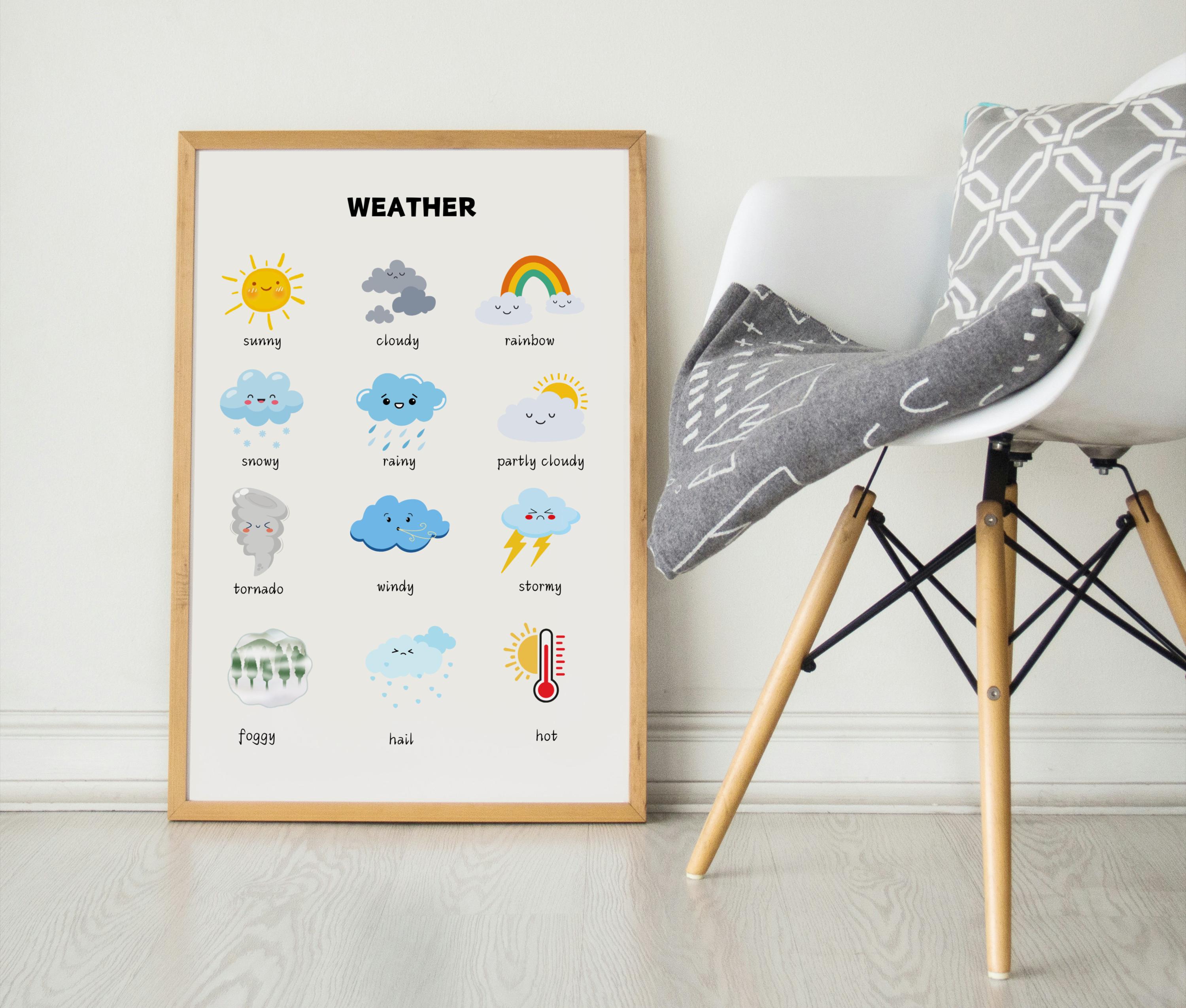 Kids Weather Chart Poster – Homeschool Learning, Educational Print ...