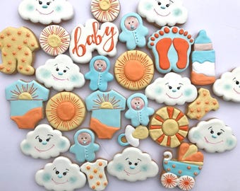 Galletas personalizadas para baby shower / Galletas de azúcar personalizadas para niño y niña / Recuerdos para baby shower