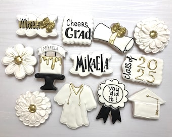 Biscotti di laurea / Biscotti di zucchero con colori sfumati personalizzati / Bomboniere per la classe del 2026 / 1 dozzina di biscotti di laurea personalizzati