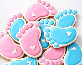 Galletas para baby shower / Galletas de azúcar personalizadas para niño o niña / Recuerdos para fiesta de bebé / Una docena