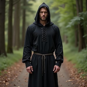 Black hooded tunic sale