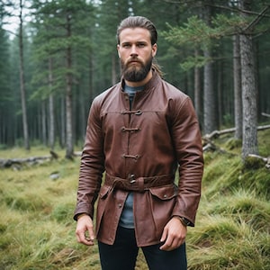 Viking Genuine Leather Jacket, Vintage Style Leather Jacket, Men&#39;s Warrior Leather Jacket, Distressed Leather Jacket For Him