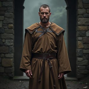 Abito marrone medievale, abito da guerriero fantasy, costume storico rinascimentale, abito da cavaliere storico maschile, abito medievale rustico per lui