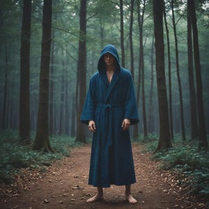 Medieval Unisex Hooded Robe | Dark Blue Wizard Costume | Vintage Style Renaissance Gown | Cosplay And Halloween Festival Outfits