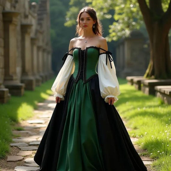 green and black princess dress Emerald Green dress main image 1