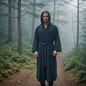 Unisex Dark Hooded Cloak | Medieval Inspired Full-Length Robe | Renaissance Monk Costume | Halloween Wizard Robe | LARP And Cosplay Outfits