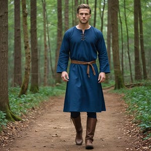 Lange Wikinger Tunika für Herren | Mittelalterliche inspirierte Tunika mit Schnürung vorne | Vintage-Stil Kostüme | Perfekt für Cosplay Halloween Festivals