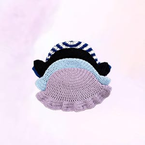 Crochet Soft Ruffles Wavy Brim Bucket Hat