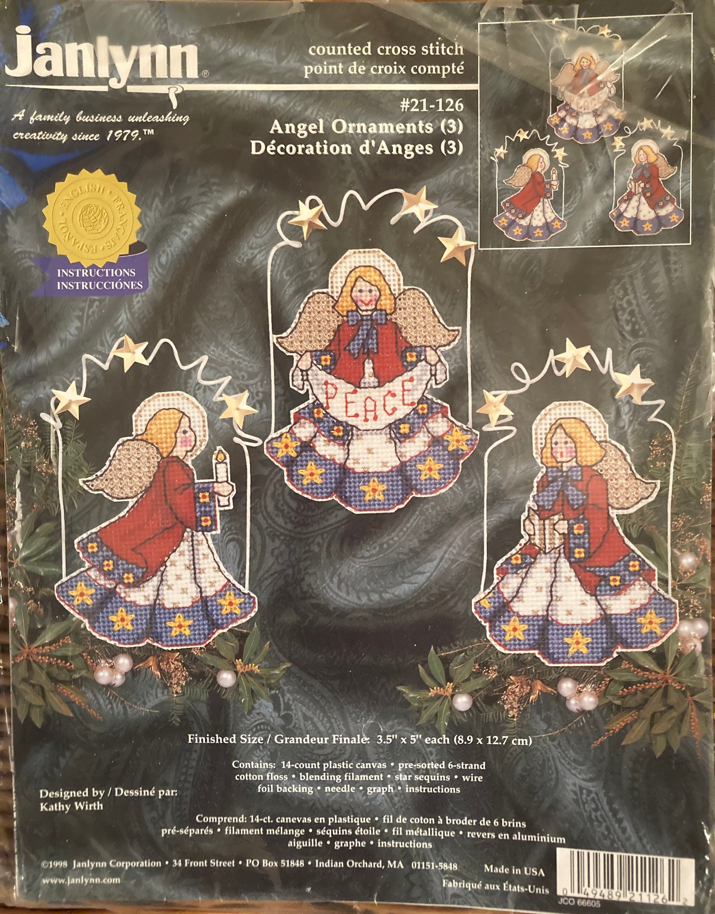 Christmas Holiday Angels Ornaments Janlynn Cross Stitch Kit