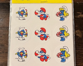 NEW Sealed Vintage 1982 Smurf Scratch ‘n Sniff Smurfy Peppermint - 1 sheet of 12 stickers