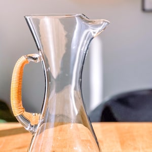 Carl Aubock Glass Pitcher with Raffia Handle - Mid-Century Modern