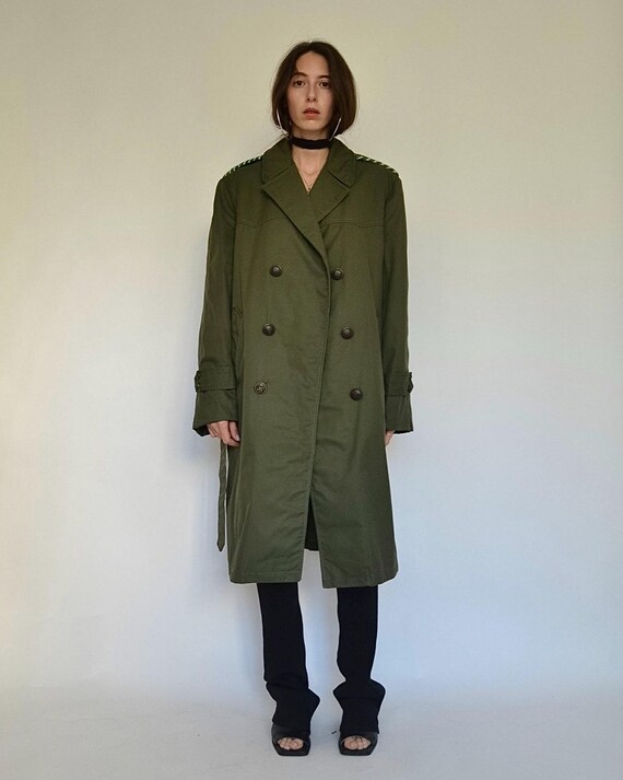Vintage 80s Military Men's Trench Coat, Wool Blend Longline Vintage 80s Military Men's Trench Coat, Wool Blend Longline