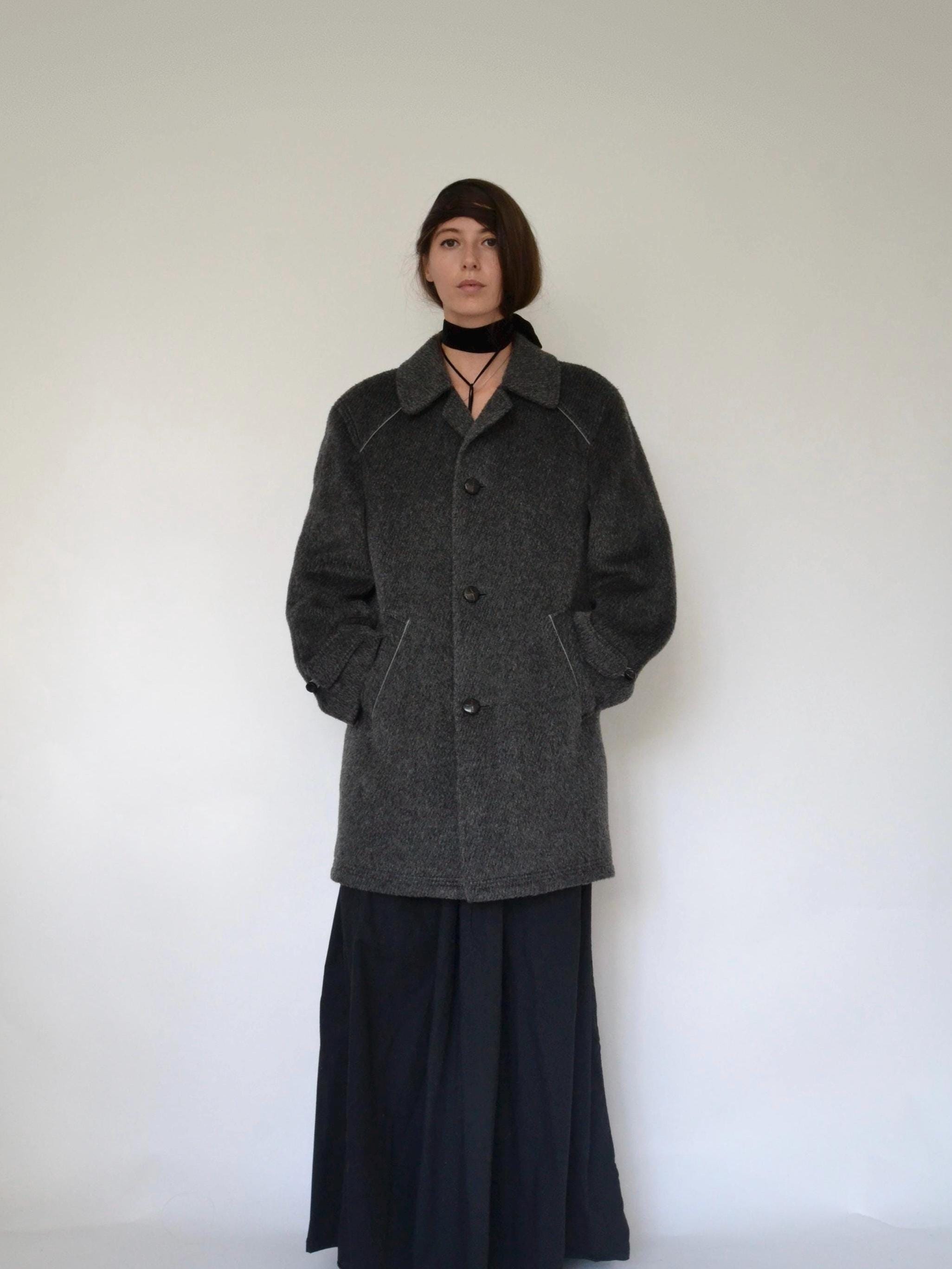 80〜90s made in Italy wool×mohair jacket Vintage 80s Mohair Men's Jacket in Gray, Size M-L - Etsy